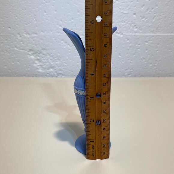 Wedgwood Blue Jasperware Lotus Bud Vase with White Motif - Picture 7 of 8